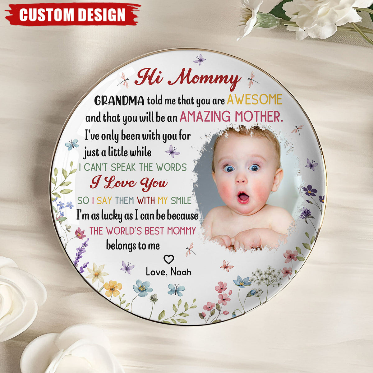 The Best Mommy Belongs To Me First Mom - Personalized Ceramic Photo Plate, New Mom Gift