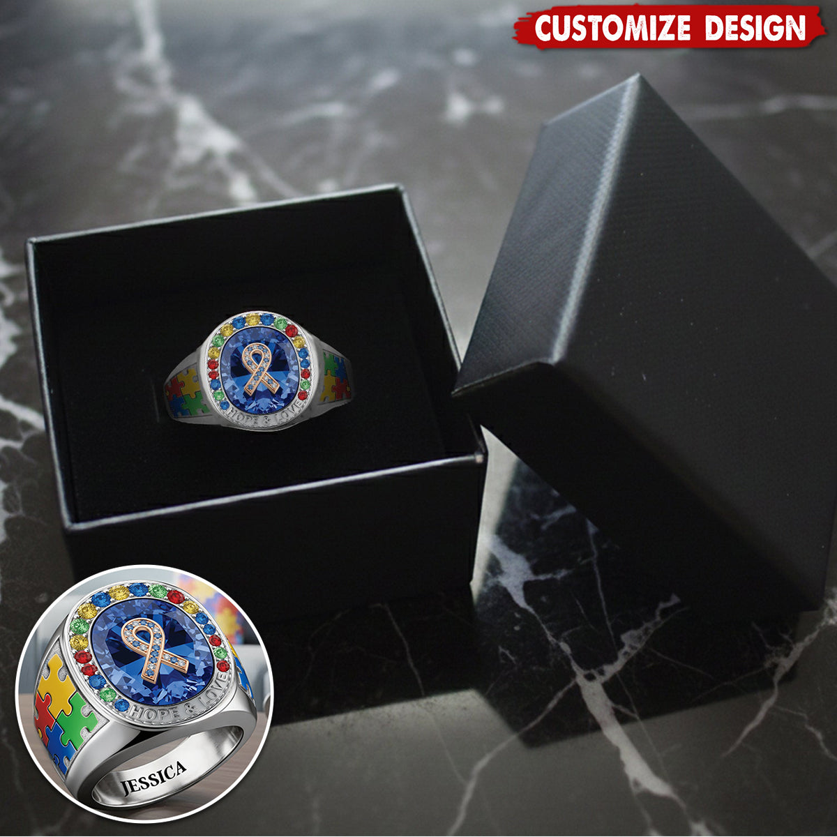Everyone Communicates Differently - Personalized Autism Awareness Signet Ring