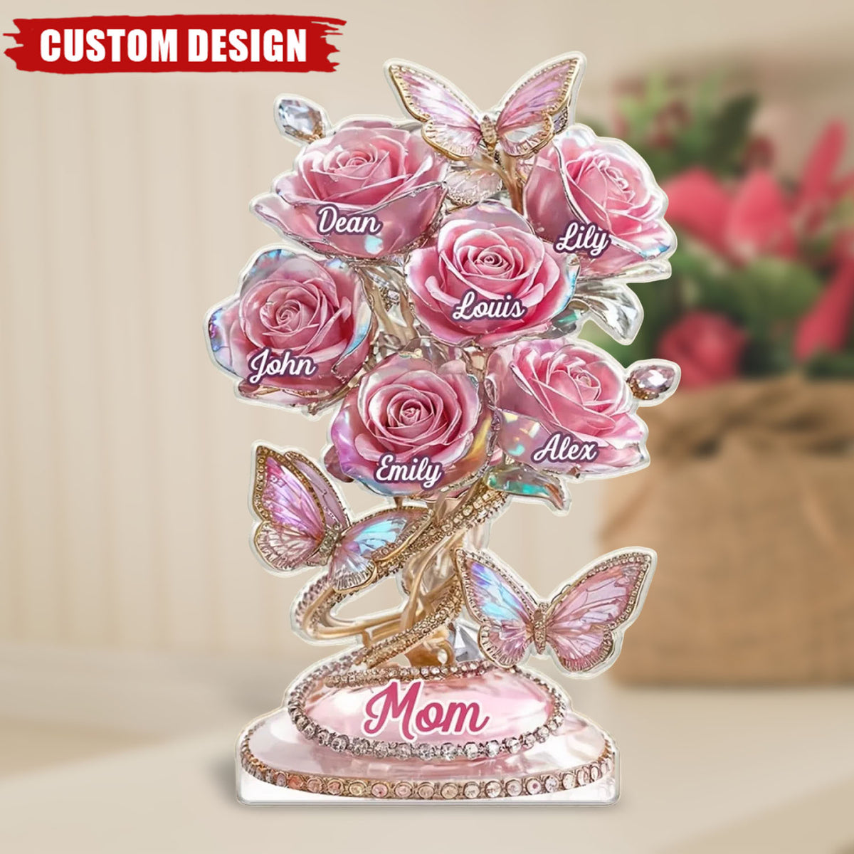 Each Rose Holds A Piece Of Your Heart - Personalized Acrylic Plaque - Mother's Day