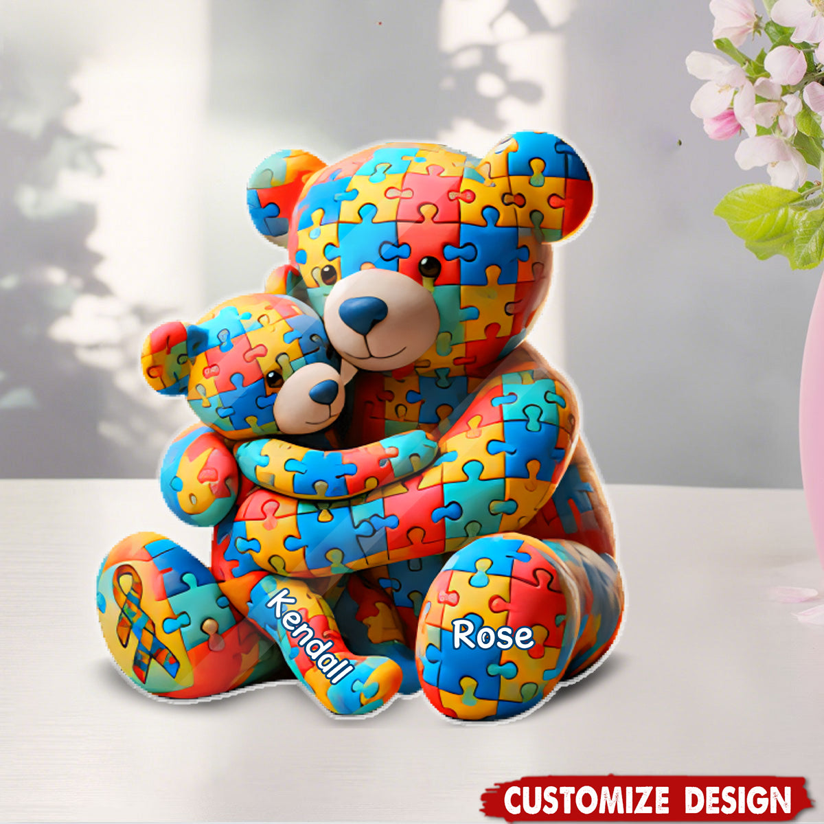Personalized Gifts For Autism Acrylic Plaque Bear Mother and Kid