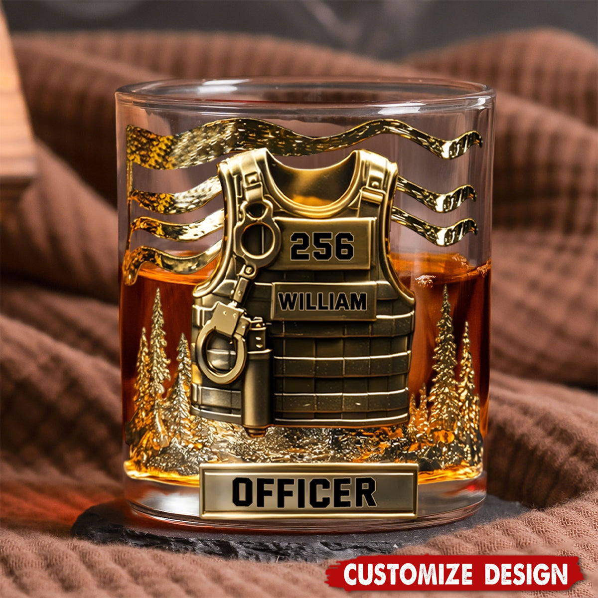 Personalized Police Officer Whiskey Glass - Serve And Protect