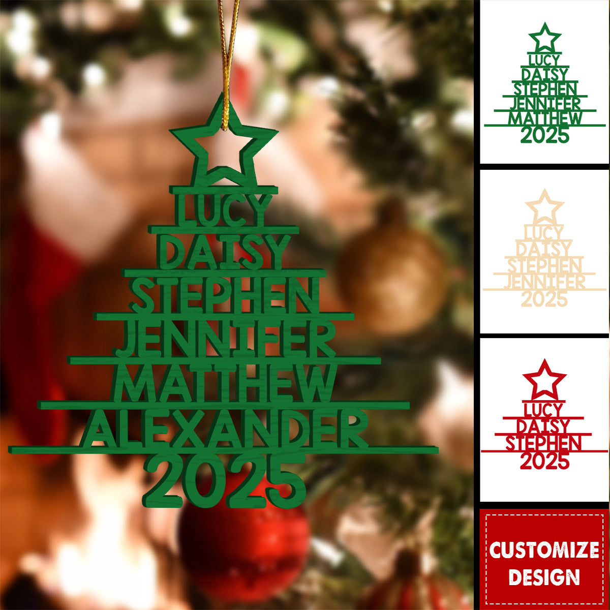 2025 New Release Personalized Family Name Wood Ornament