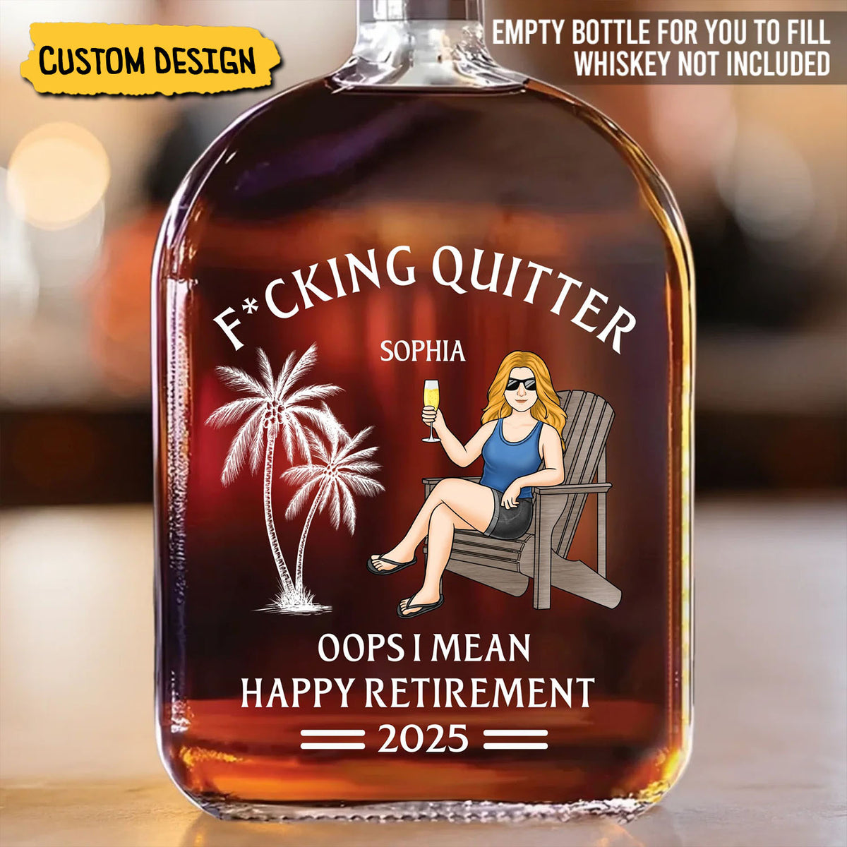 Officially Done-Personalized Whiskey Bottle, Retirement Gift For Coworkers, Work Friends, Colleagues