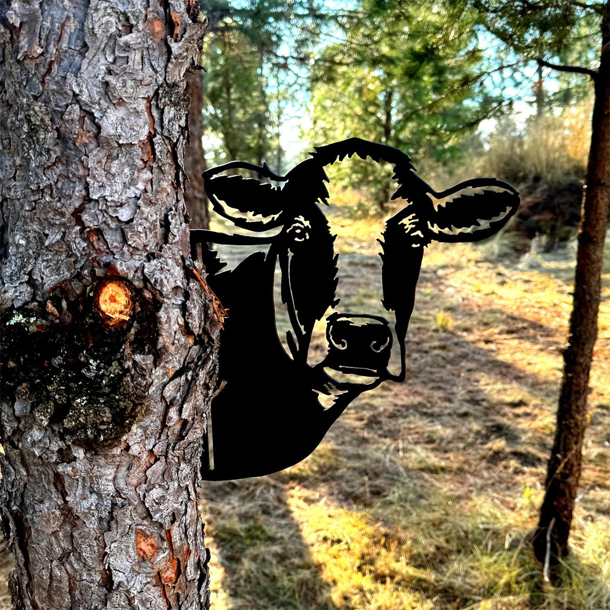 Peek-A-Boo Cow Metal Sign - Versatile Mountable Wall Art