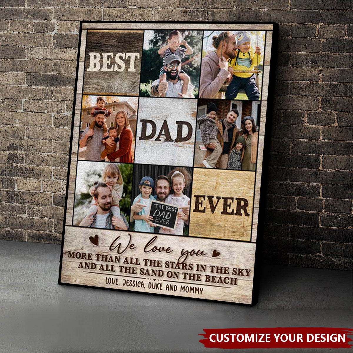 Personalized Best Dad Ever Photo Collage Canvas Poster, Gifts For Dad, Best Father’s Day Gifts 2025, Fathers Day Photo Gifts