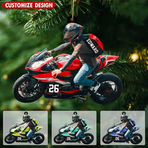 Personalized Motorcycle Christmas Ornament - Motorbike Gift for Him