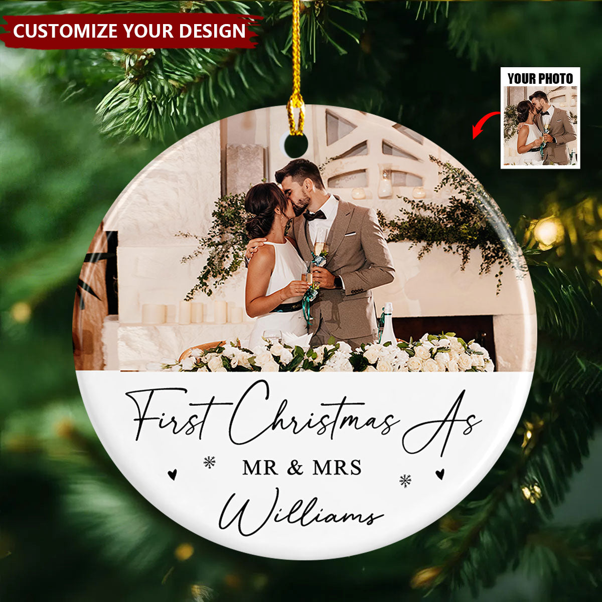 Personalised 1st Christmas as Mr and Mrs Ceramic Ornament
