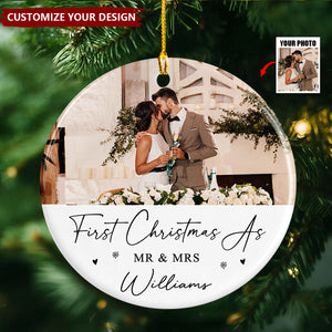 Personalised 1st Christmas as Mr and Mrs Ceramic Ornament