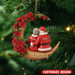 From Our First Kiss Till Our Last Breath Christmas Ornament, Custom Santa and Mrs Claus Couple Xmas Gift, Christmas Gift For Husband Wife