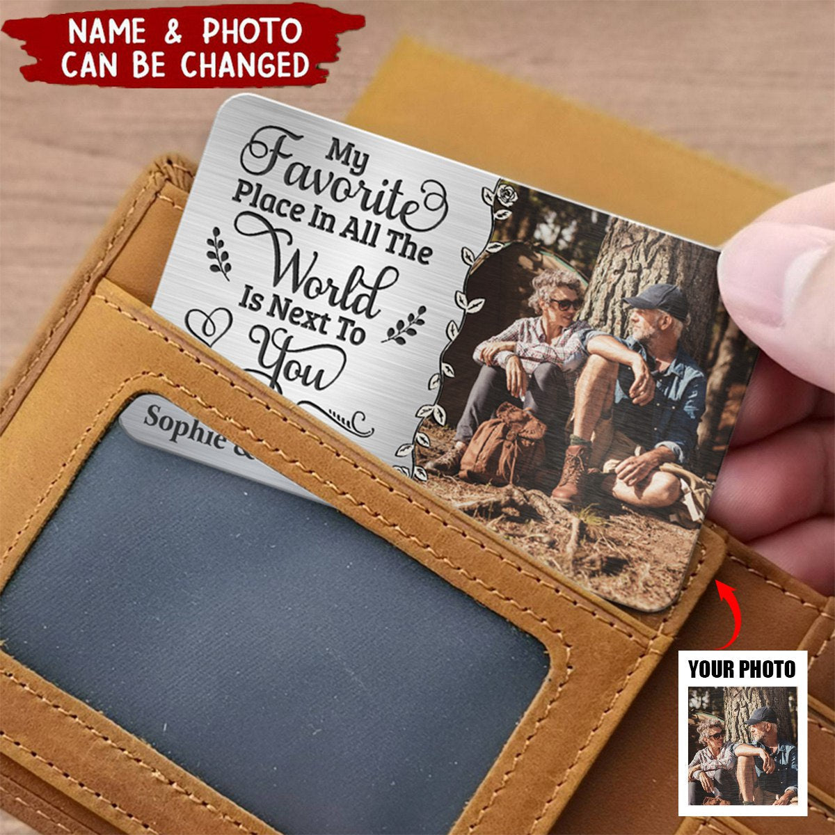 Custom Photo My Heart Is Wherever You Are - Couple Personalized Custom Stainless Wallet Card - Gift For Husband Wife, Anniversary