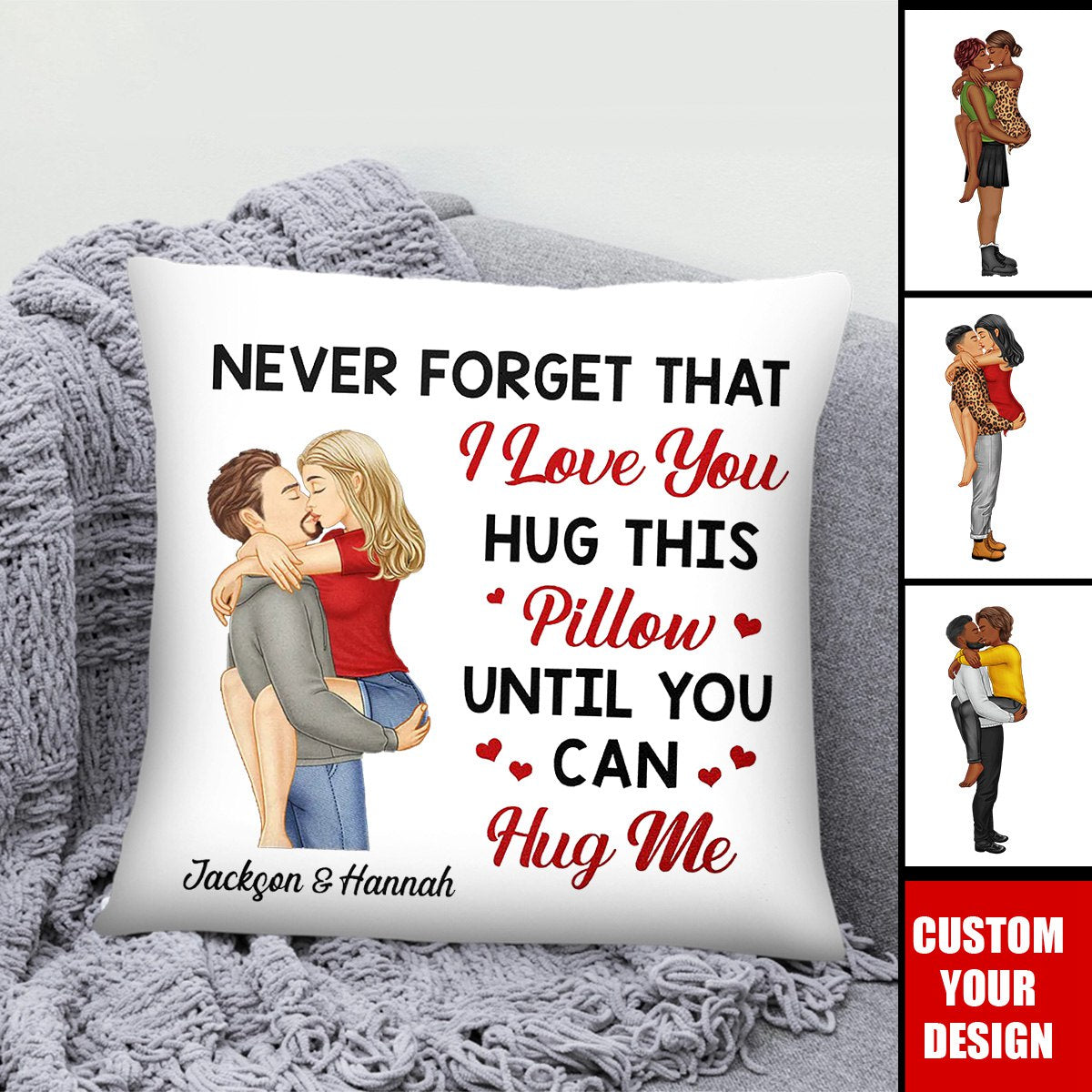 Hug This Pillow Until You Can Hug Me Couples - Personalized Pillow - Anniversary Gift For Husband,Wife