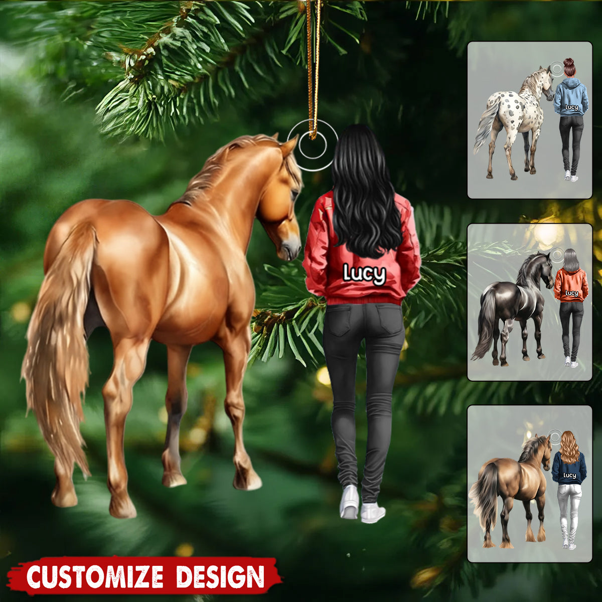 Personalized Woman And Horse Ornament - Gift For Horse Lovers