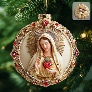 Personalized Our Lady of Guadalupe Roses Acrylic Christmas Ornament - Gift For Catholic