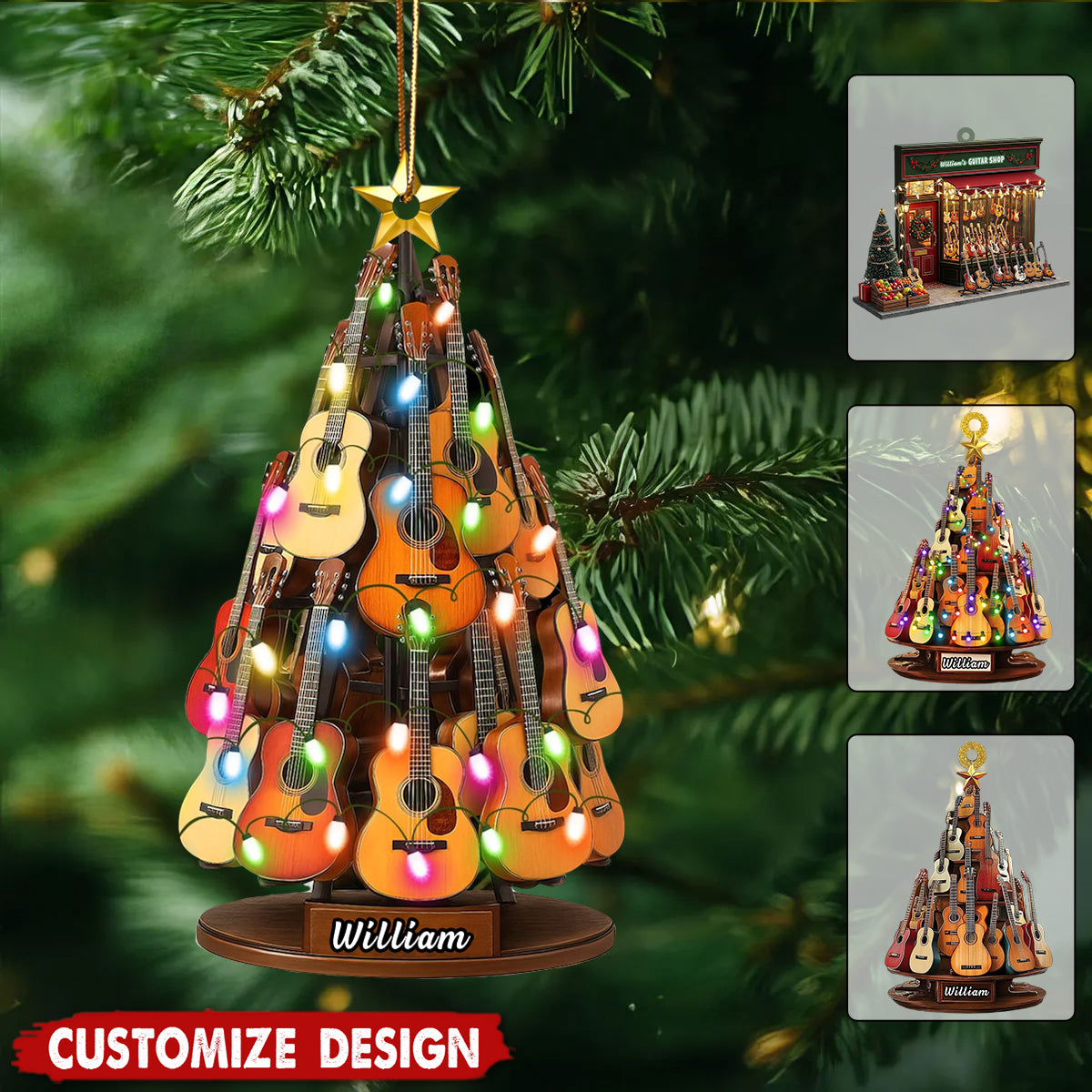 Personalized Guitar Shop Christmas Ornament-Gift for Musicians