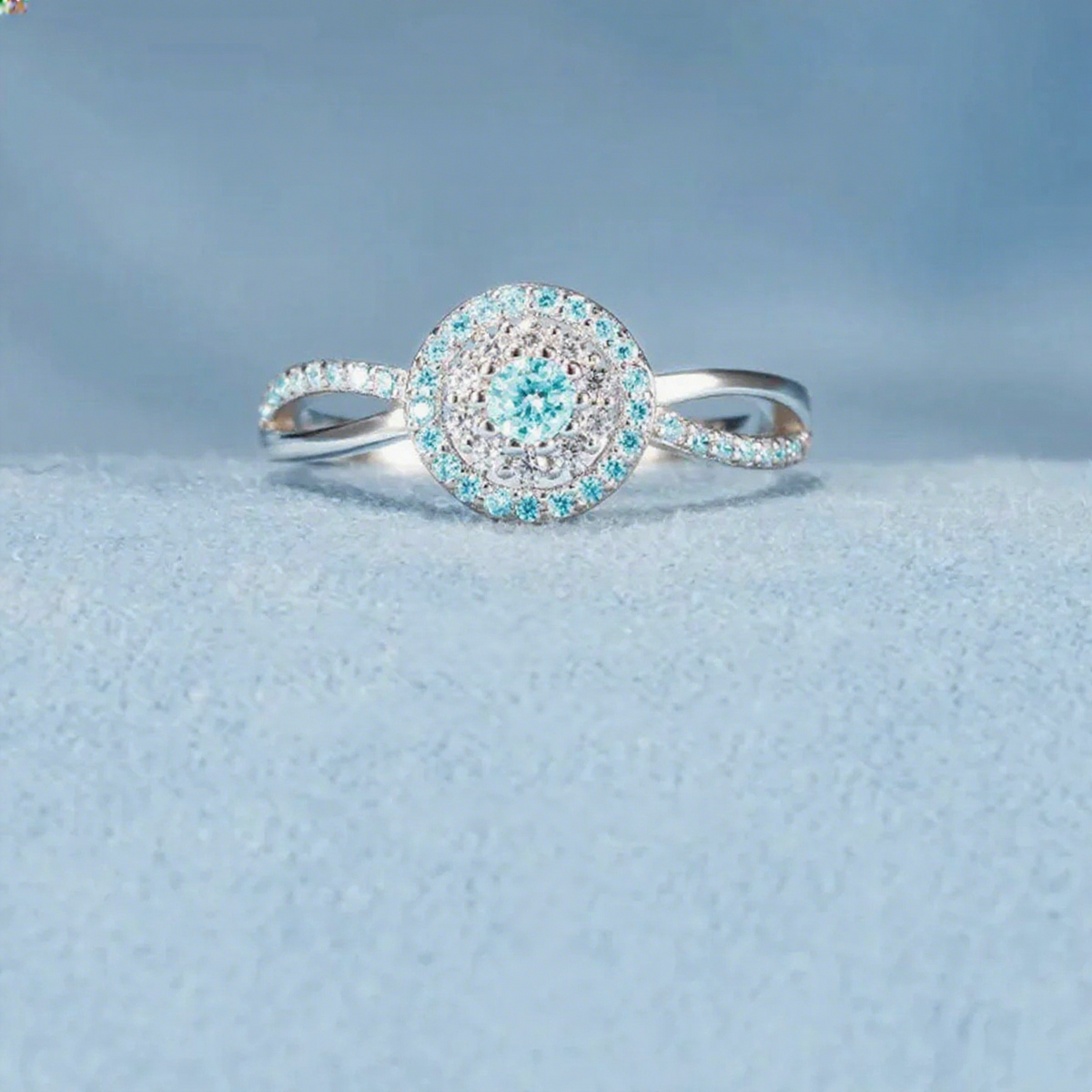 Pink Teal Round Diamond Infinity Ring - Gift For Mom,Grandma