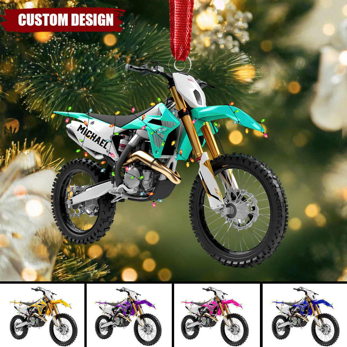 Dirt Bike Ornament, Personalized Motocross Ornament, Dirt Bike Gift Idea, Racing Ornament, Custom Ornament for Men, Acrylic 2D Ornament
