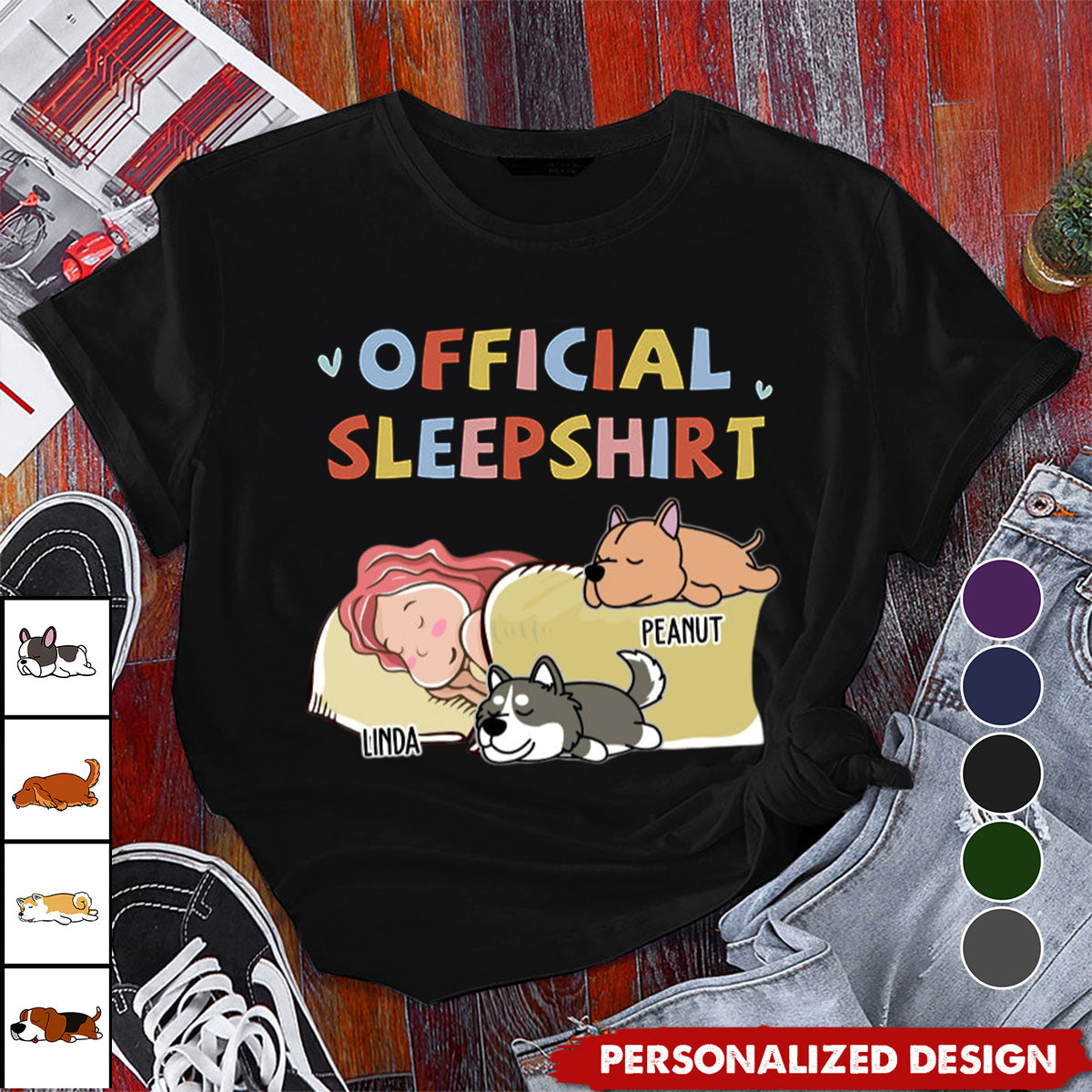 Sleeping Dog And Girl-Personalized T-shirt