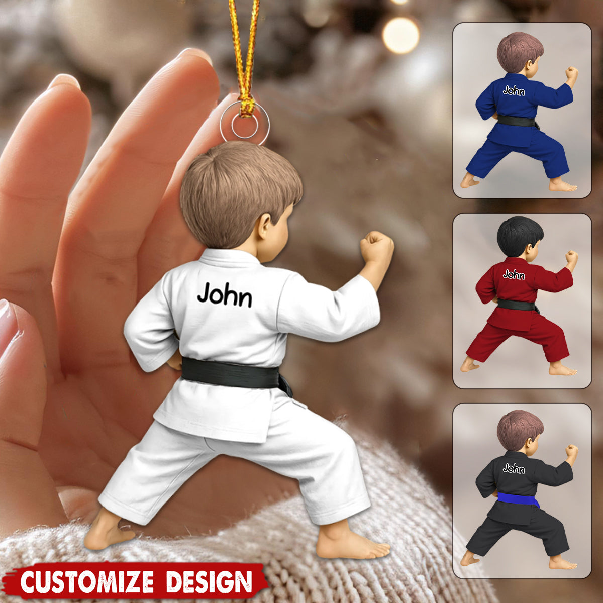 Personalized Kid Black Belt Acrylic Ornament - Jiu-Jitsu,Karate Gift