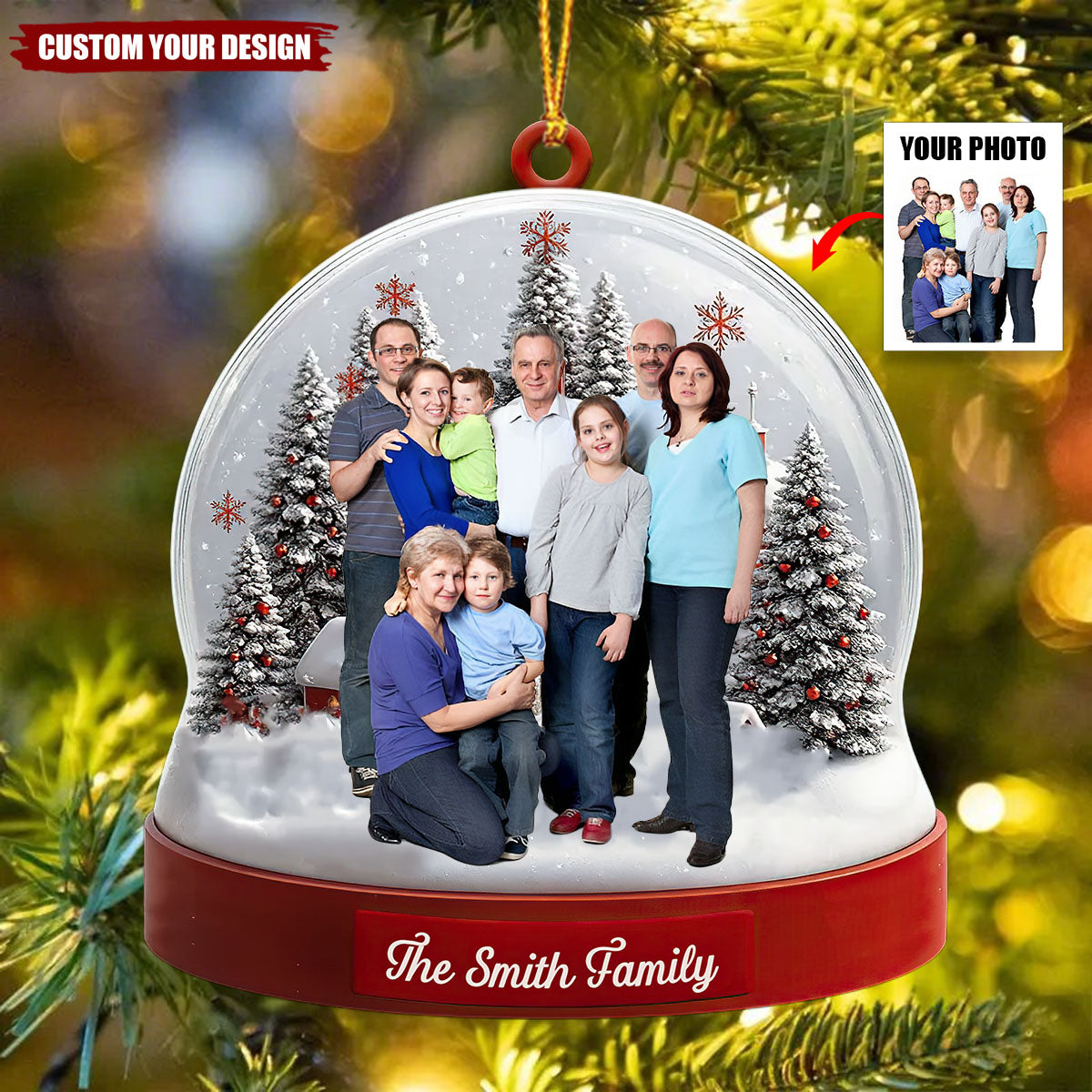 Custom Photo Acrylic Ornament - Personalized Christmas Birthday Gifts For Mom, Dad, Kids - Together Is The Best Place To Be