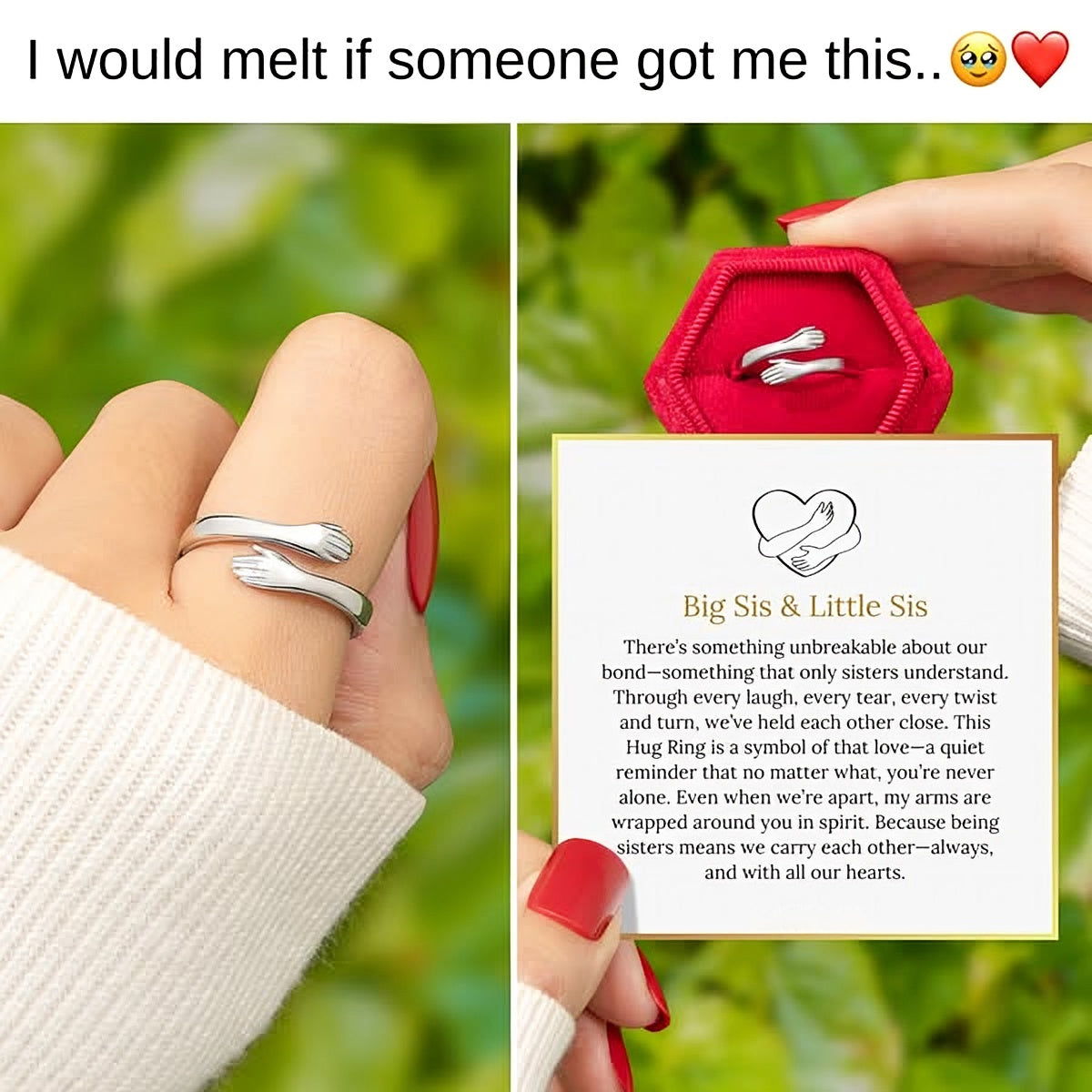 To My Sister-Hug Ring