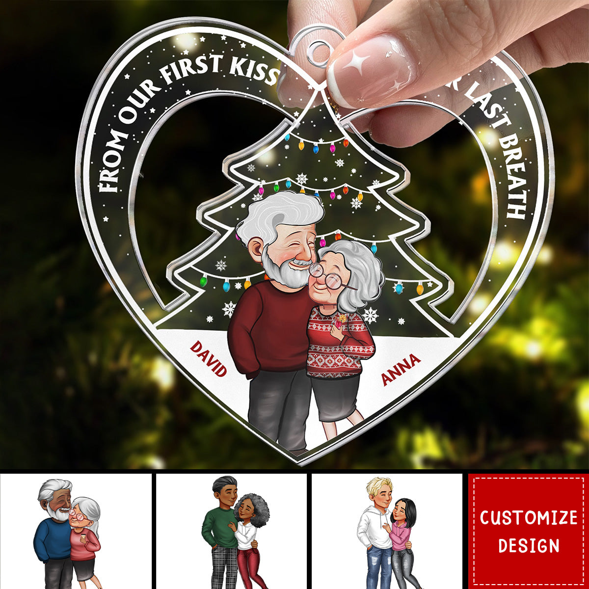 From Our First Kiss Christmas Couple - Personalized Acrylic Ornament - 2024 New Release