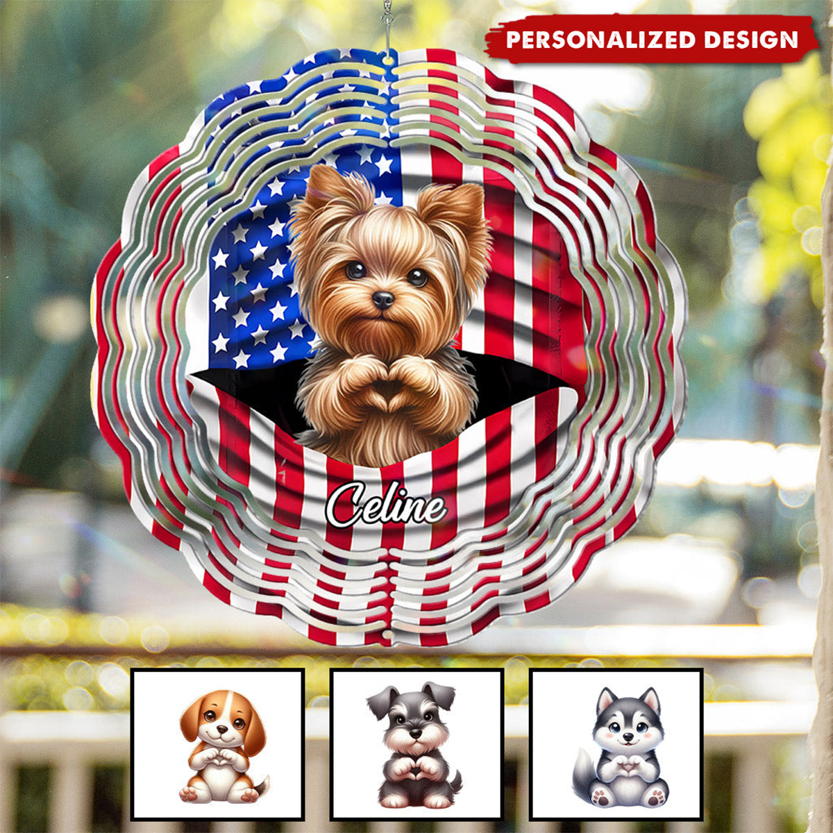 Paws And Freedom-Personalized Dog Wind Spinner