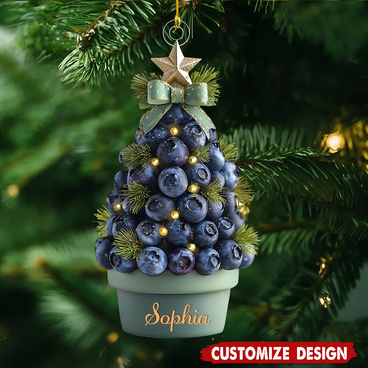 Personalized Blueberry Christmas Acrylic Ornament - Gift For Blueberry, Fruit Lovers