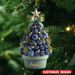 Personalized Blueberry Christmas Acrylic Ornament - Gift For Blueberry, Fruit Lovers