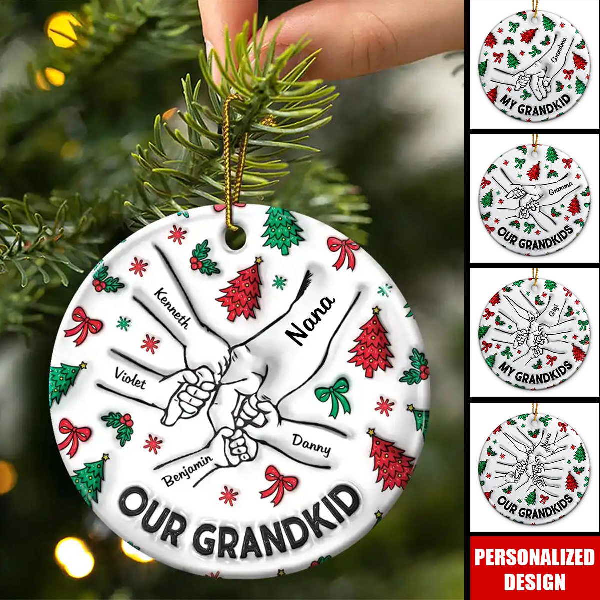 2024 New Release Christmas My Grandkids Our Grandkids-Personalized Circle Ceramic Ornament