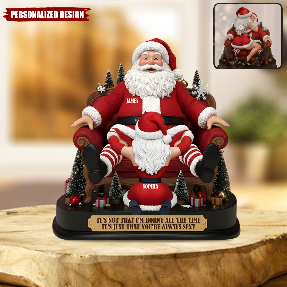 Santa Claus Funny Couple-Personalized Couple Acrylic Plaque