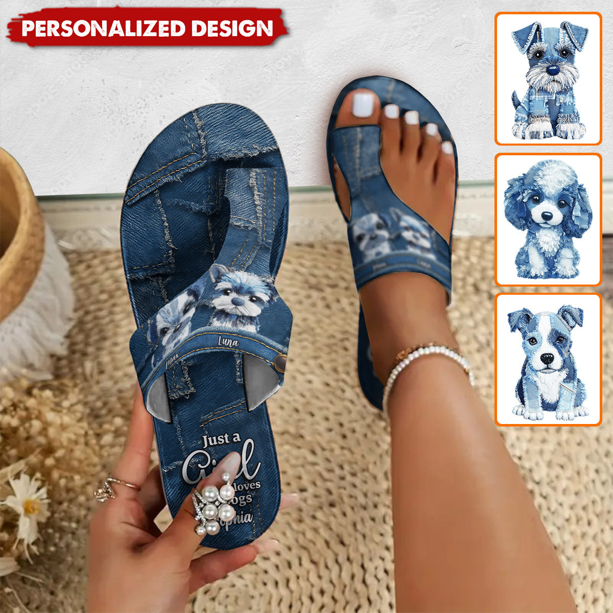 Just a Girl Who Loves Dogs-Personalized Dog Open Toe Sandals with Arch Support