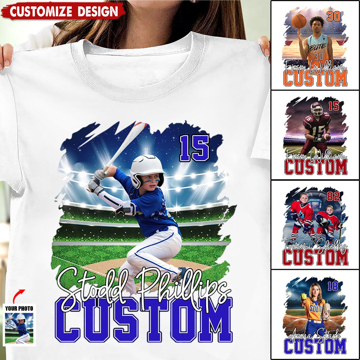 Personalized Photo Sports Shirt - Gift For Baseball,Basketball,Football,Ice Hockey,Softball Lovers