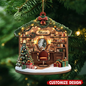 Personalized Hair Salon Christmas Ornament - Gift For Barber