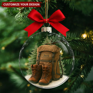 Personalized Hiking 3D Snow Christmas Ornament, Unique Camping Lover Keepsake Ornament