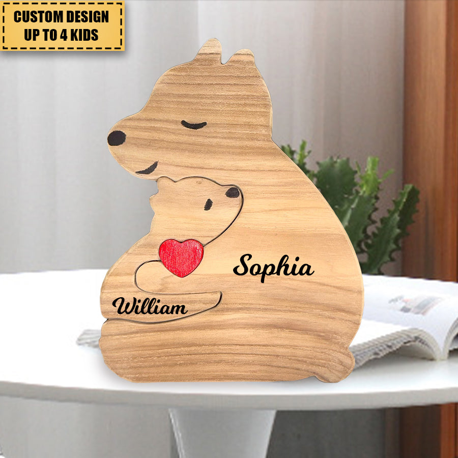 Gift For Family - Personalized Bear Family Wooden Art Puzzle