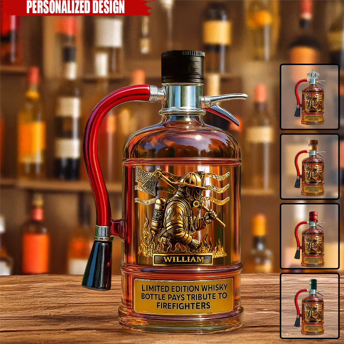 Personalized Firefighter Tribute Limited Edition Whiskey Bottle