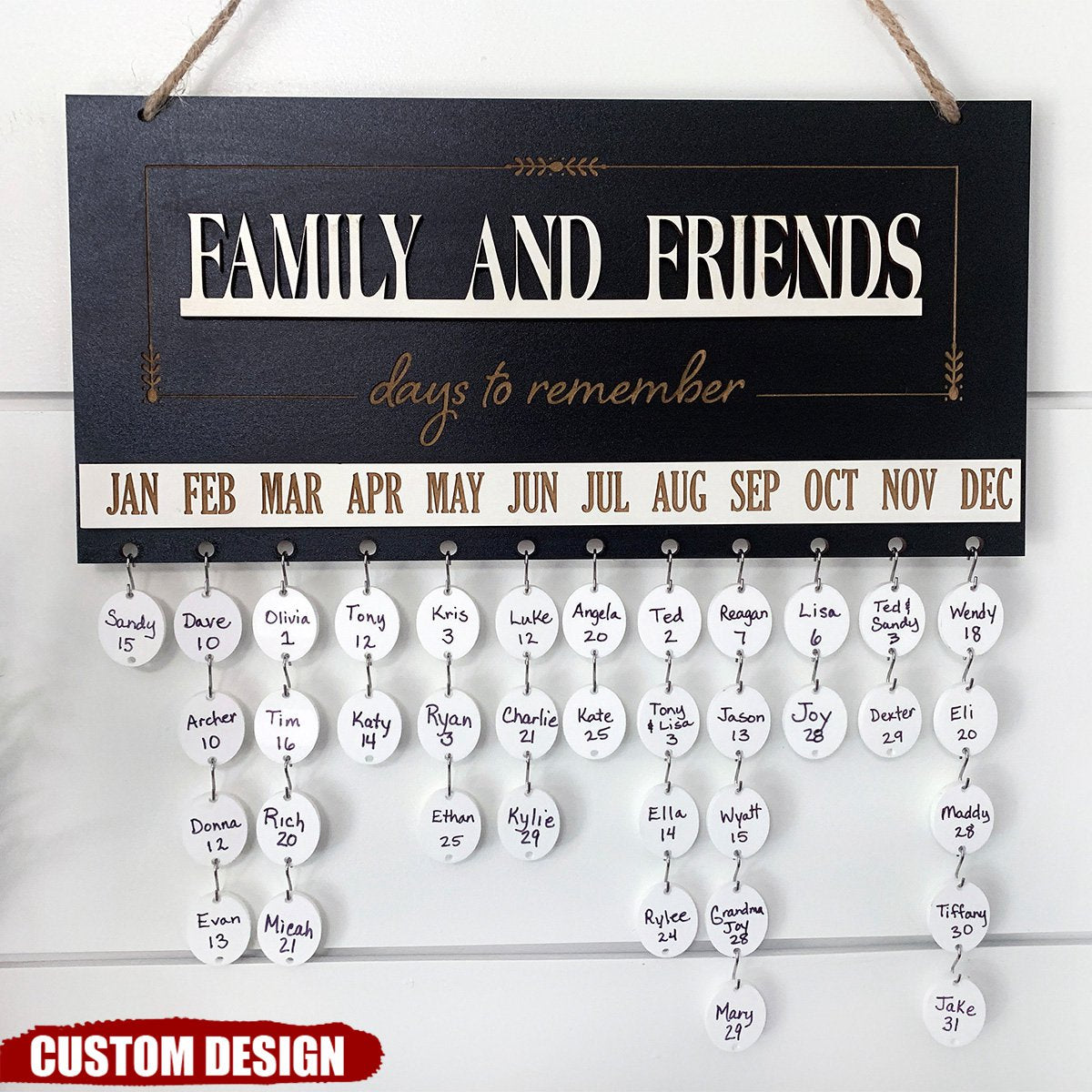 Days to Remember Farmhouse Calendar Birthday Personalozed Wall Hanging Calendars, Christmas Gift for Family and Friends