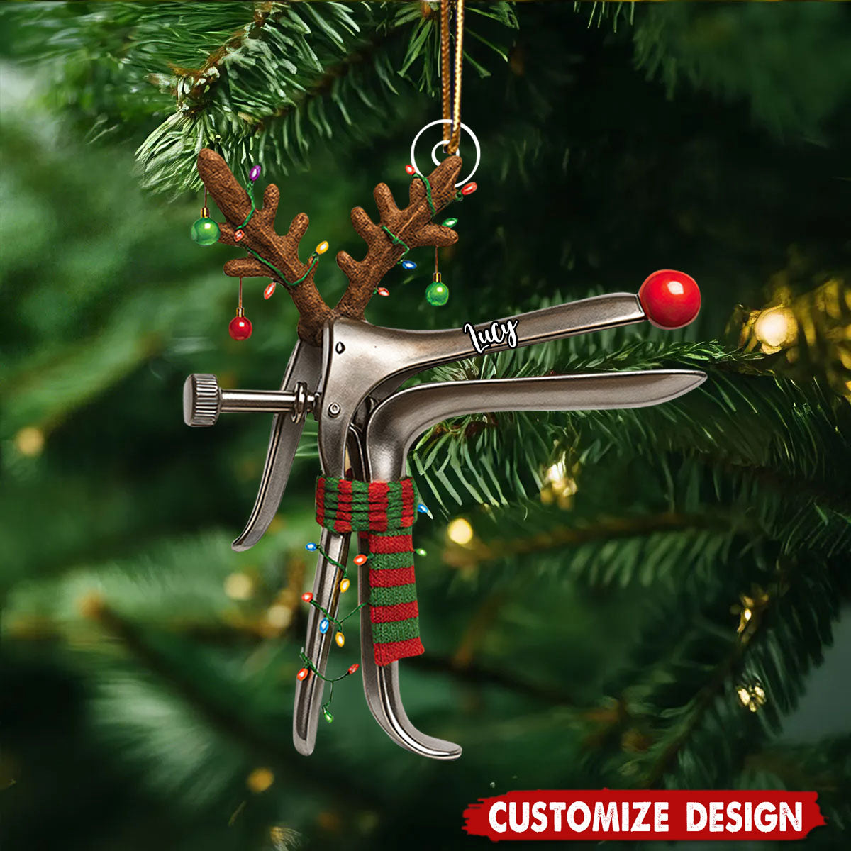 Funny Speculum Reindeer Christmas Ornament: OBGYN Gag Gift