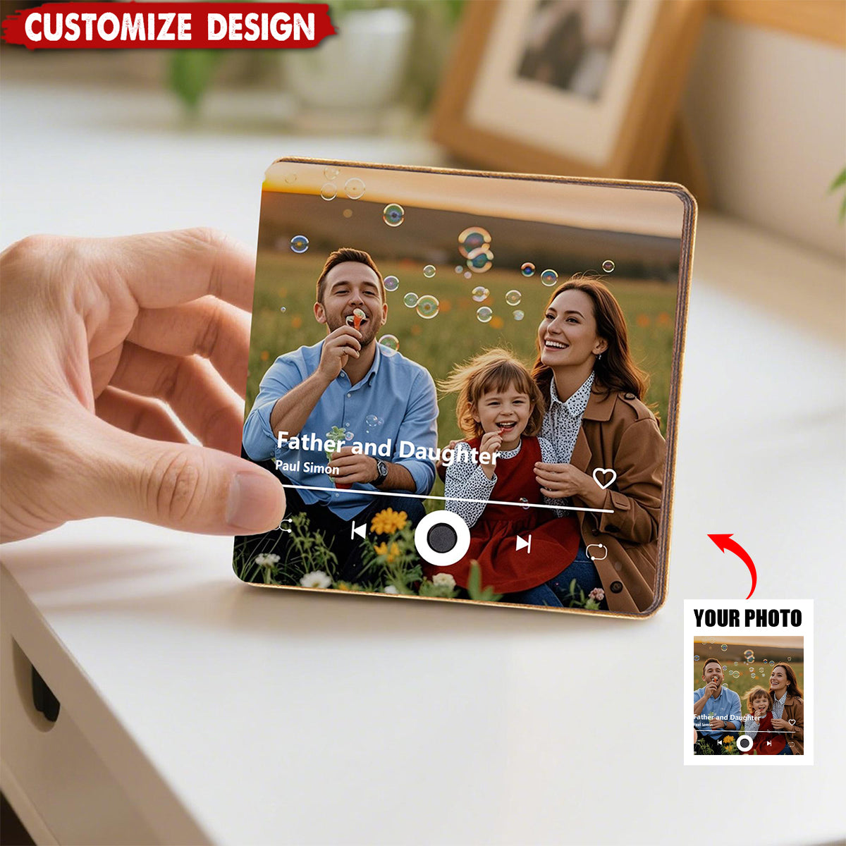 Personalized  Photo Music Fridge Magnet - Birthday,Father's Day Gift For Dad,Grandpa