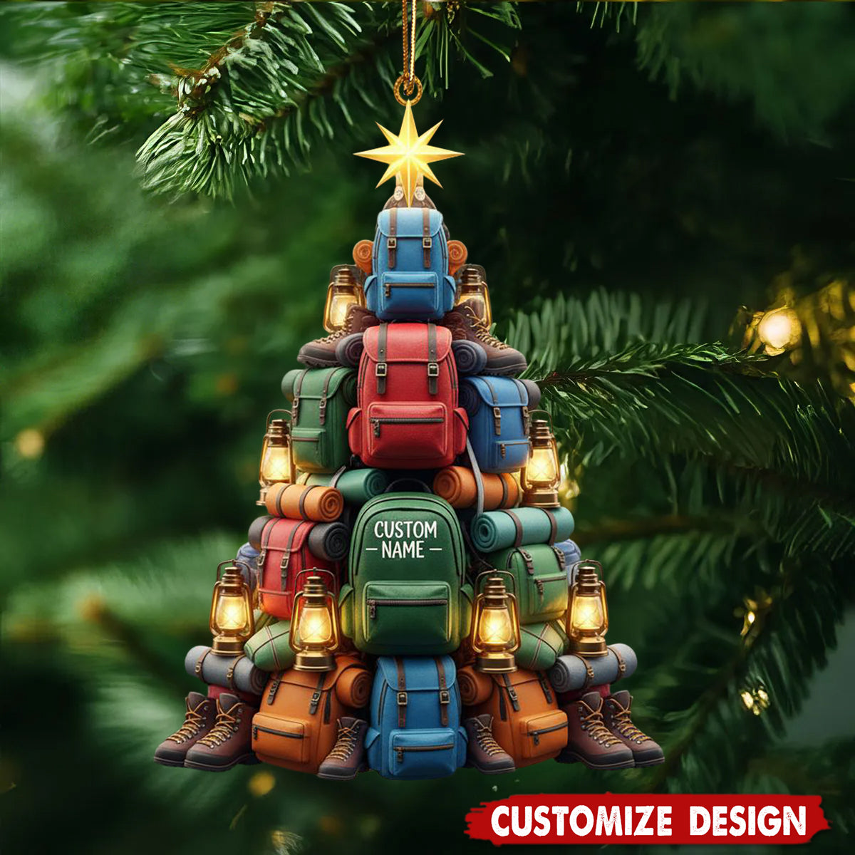Personalized Camping Christmas Ornament, Backpack Tree Keepsake, Camper Christmas Gift, Adventure Lovers Gifts, Hiking Ornament