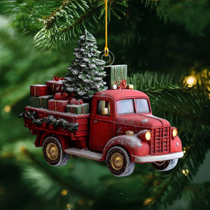 Red Vintage Truck Christmas Ornament