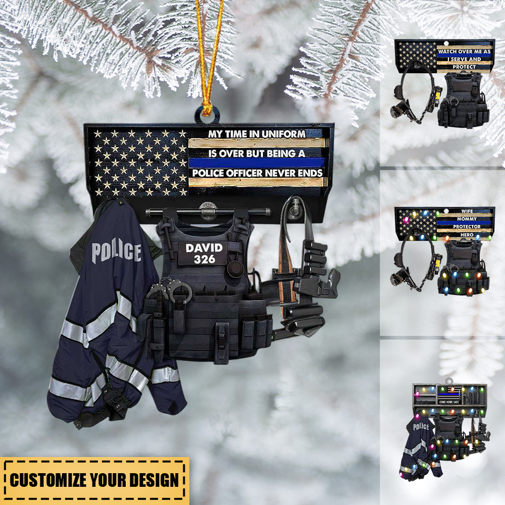 Police Husband Daddy Protector Hero - Personalized Christmas Ornament - Police PPE