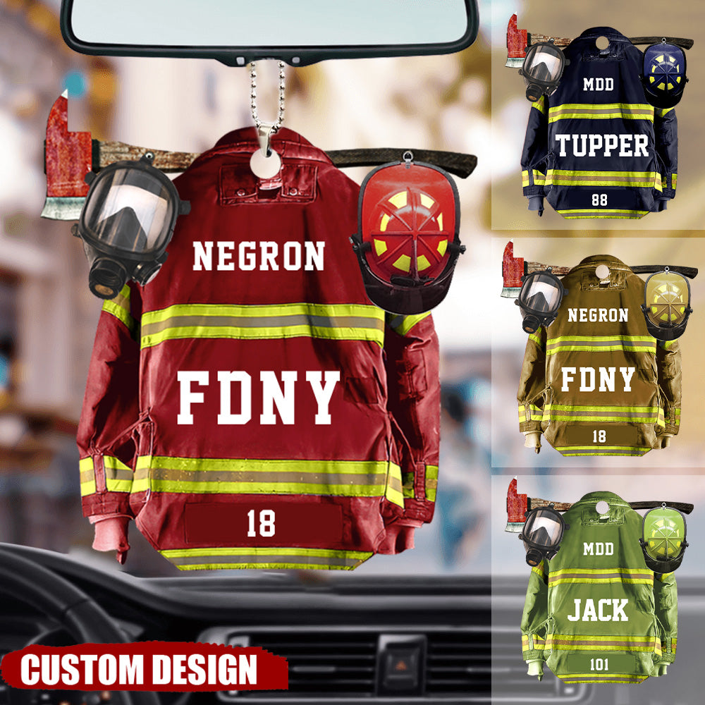 Custom Color & Name Firefighter Car/Christmas Acrylic Ornament