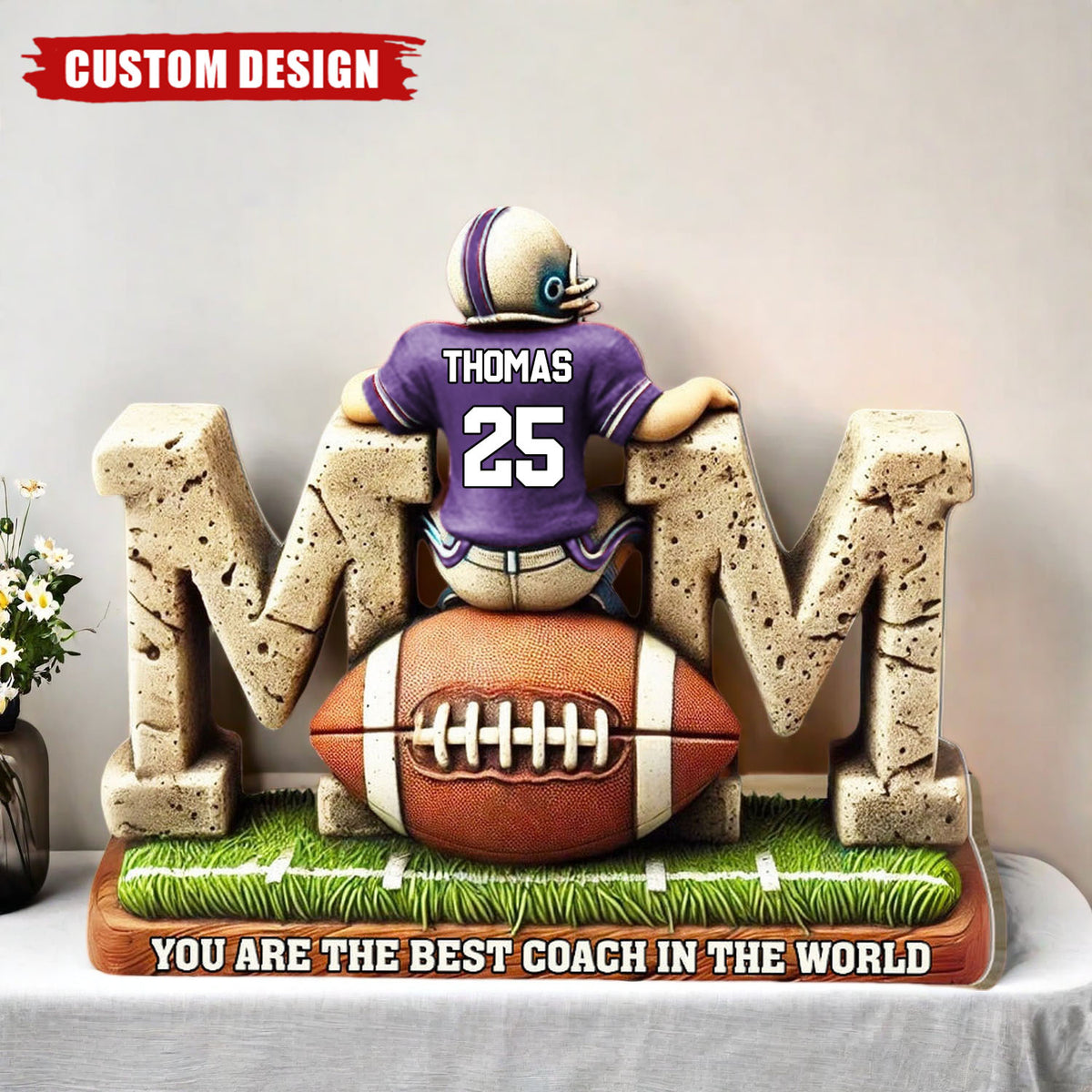 Personalized Football Mom Acrylic Plaque, Gift For Football Lover