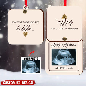 Pregnant Announcement - Personalized Pregnancy Flip Ornament