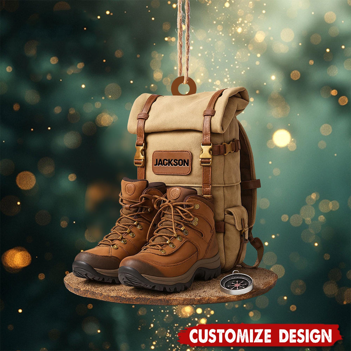 Personalized Hiking 2D Flat Acrylic Ornament, Custom Hiking Lovers Christmas Ornament, Unique Camping Lover Gift, Xmas Gift For Hiking Club