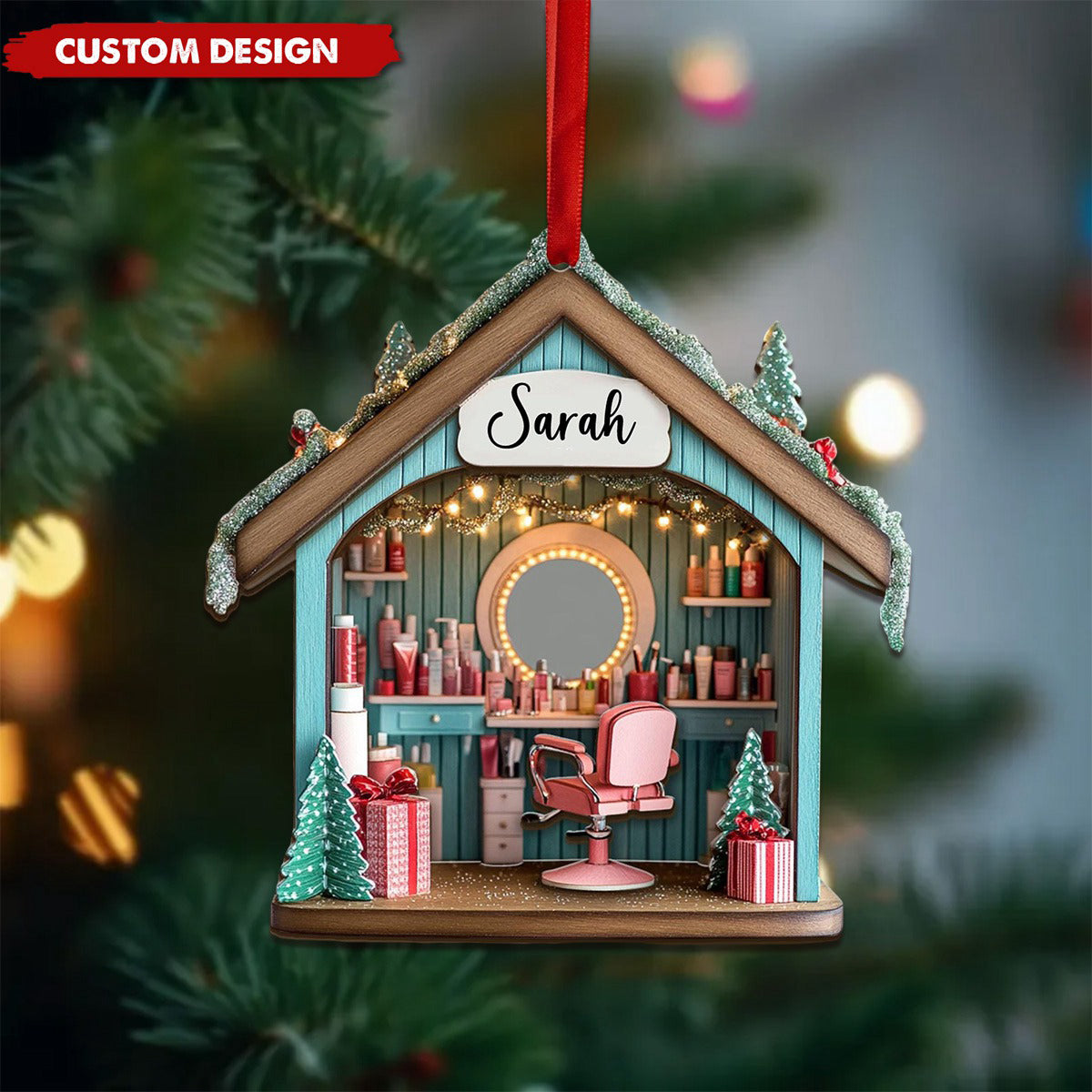 Personalized Hair Salon Ornament, Gift for Hairdresser -2024 New Release