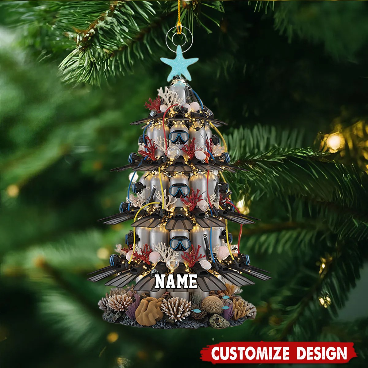 Personalized Scuba Diving Christmas Ornament - Gift for Sea Lovers