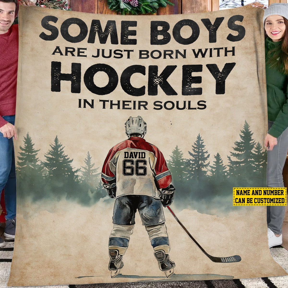 Hockey In Their Souls-Personalized Hockey Blanket-Gift For Hockey Lovers