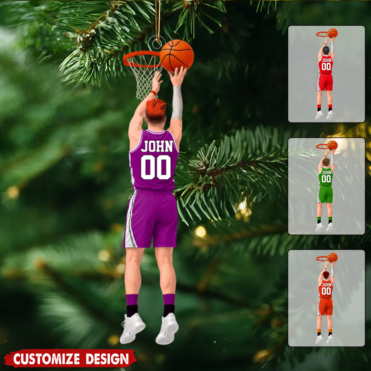 Personalized Back View Basketball Ornament - Gift For Basketball Lovers